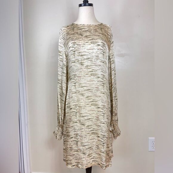 Samsoe Cecile Abstract Print Long Sleeve Woven Dress Rose Terra - Picture 2 of 7